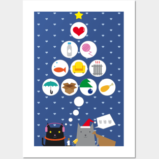 Santa Cats Posters and Art